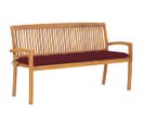 Banc De Jardin Empilable Et Coussin 159 Cm Bois De Teck Massif