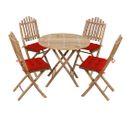 Mobilier À Dîner D'extérieur Pliable 5 PCs Avec Coussins Bambou