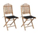 Chaises Pliables De Jardin 2 PCs Avec Coussins Bambou