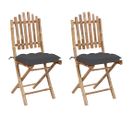 Chaises Pliables De Jardin 2 PCs Avec Coussins Bambou