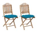 Chaises Pliables De Jardin 2 PCs Avec Coussins Bambou