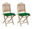 Chaises Pliables De Jardin 2 PCs Avec Coussins Bambou