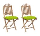 Chaises Pliables De Jardin 2 PCs Avec Coussins Bambou