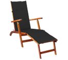 Chaise De Terrasse Avec Repose-pied Et Coussin Acacia Solide