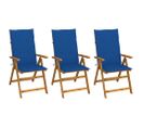 Chaises Pliables De Jardin 3 PCs Avec Coussins Bois D'acacia