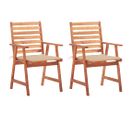 Chaises À Dîner D'extérieur 2 PCs Avec Coussins Acacia Massif