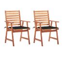 Chaises À Dîner D'extérieur 2 PCs Avec Coussins Acacia Massif