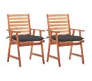 Chaises À Dîner D'extérieur 2 PCs Avec Coussins Acacia Massif