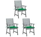 Chaises À Dîner D'extérieur 3 PCs Avec Coussins Acacia Massif