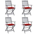 Chaises Pliables D'extérieur 4 PCs Avec Coussins Bois D'acacia