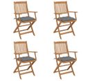 Chaises Pliables De Jardin 4 PCs Avec Coussins Bois D'acacia