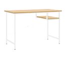 Bureau D'ordinateur Blanc/chêne Clair 105x55x72 Cm Mdf Et Métal