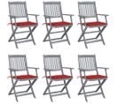 Chaises Pliables D'extérieur 6 PCs Avec Coussins Bois D'acacia