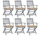 Chaises Pliables D'extérieur 6 PCs Avec Coussins Bois D'acacia