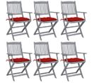 Chaises Pliables D'extérieur 6 PCs Avec Coussins Bois D'acacia