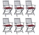 Chaises Pliables D'extérieur 6 PCs Avec Coussins Bois D'acacia