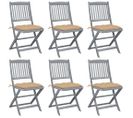 Chaises Pliables D'extérieur 6 PCs Avec Coussins Bois D'acacia