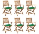 Chaises Pliables De Jardin 6 PCs Avec Coussins Bois D'acacia