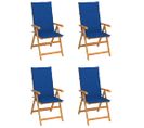 Chaises De Jardin 4 PCs Avec Coussins Bleu Royal Bois De Teck