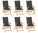 Chaises De Jardin 6 PCs Avec Coussins Anthracite Bois De Teck