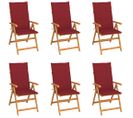 Chaises De Jardin 6 PCs Avec Coussins Bordeaux Bois De Teck