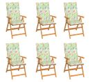 Chaises De Jardin 6 PCs Avec Coussins À Motif De Feuilles Teck