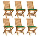 Chaises De Jardin Avec Coussins Vert 6 PCs Bois De Teck Massif