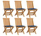 Chaises De Jardin Avec Coussins Bleu Royal 6 PCs Bois De Teck