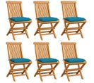 Chaises De Jardin Avec Coussins Bleu Clair 6 PCs Bois De Teck