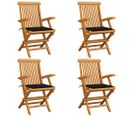 Chaises De Jardin Avec Coussins Noir 4 PCs Bois De Teck Massif