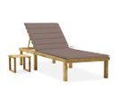 Chaise Longue De Jardin Avec Table Et Coussin Pin Imprégné