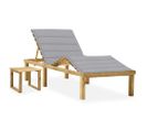 Chaise Longue De Jardin Avec Table Et Coussin Pin Imprégné