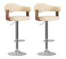 Tabourets De Bar 2 PCs Crème Bois Courbé Et Similicuir