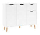 Buffet Blanc Brillant 90x30x72 Cm Bois D'ingénierie