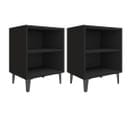 Tables De Chevet Pieds En Métal 2 PCs Noir 40x30x50 Cm