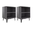 Tables De Chevet Pieds En Métal 2 PCs Gris Brillant 40x30x50 Cm