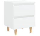 Table De Chevet Avec Pieds En Pin Blanc 40x35x50 Cm