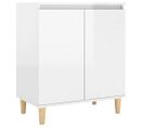 Vidaxl Buffet Avec Pieds En Bois Blanc Brillant 60x35x70 Cm Aggloméré Armoire Latérale De Rangement