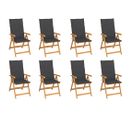 Chaises Inclinables De Jardin Avec Coussins 8 PCs Teck Solide