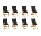 Chaises Inclinables De Jardin Avec Coussins 8 PCs Teck Solide