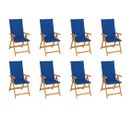 Chaises Inclinables De Jardin Avec Coussins 8 PCs Teck Solide