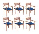 Chaises De Jardin Empilables Avec Coussins 6 PCs Teck Solide