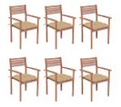 Chaises De Jardin Empilables Avec Coussins 6 PCs Teck Solide