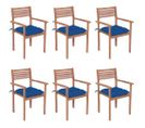 Chaises De Jardin Empilables Avec Coussins 6 PCs Teck Solide