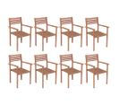 Chaises De Jardin Empilables 8 PCs Bois De Teck Solide