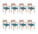 Chaises De Jardin Empilables Avec Coussins 8 PCs Teck Solide