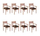 Chaises De Jardin Empilables Avec Coussins 8 PCs Teck Solide