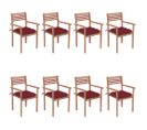 Chaises De Jardin Empilables Avec Coussins 8 PCs Teck Solide