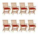 Chaises De Jardin Avec Coussins Rouge 8 PCs Bois De Teck Massif