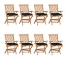 Chaises De Jardin Avec Coussins Noir 8 PCs Bois De Teck Massif